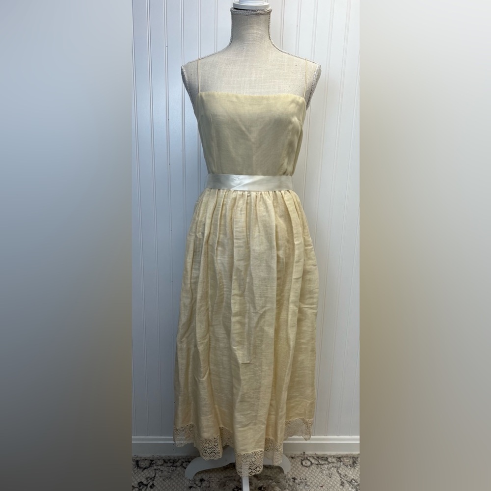 Vintage William Pearson Muslim Cream/Ivory Crochet Lace Trim‎ Sundress Sz S